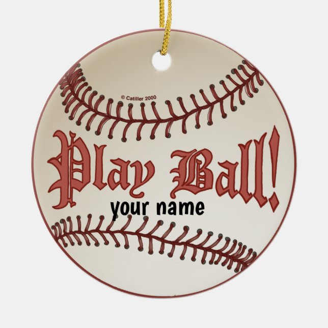 Ornamento De Cerâmica Basebol Jogue Bola  (Frente)
