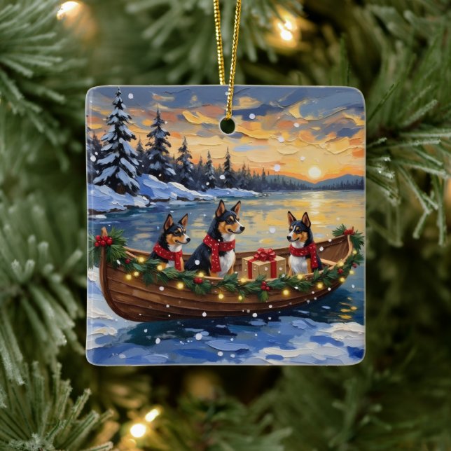 Ornamento De Cerâmica Basenji Christmas Boat Holiday (Árvore)