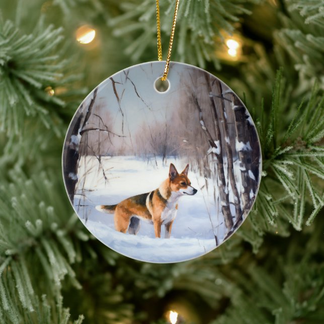 Ornamento De Cerâmica Basenji Deixou nevar o Natal (Árvore)