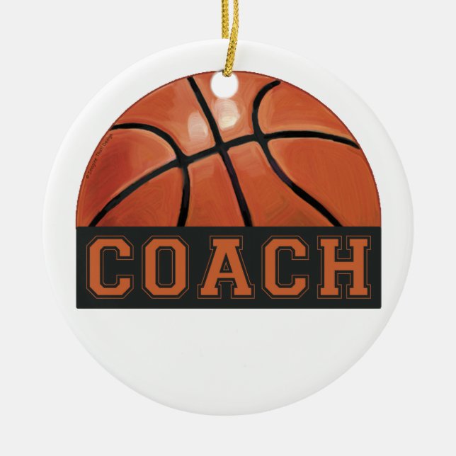 Ornamento De Cerâmica Basketball Coach (Frente)