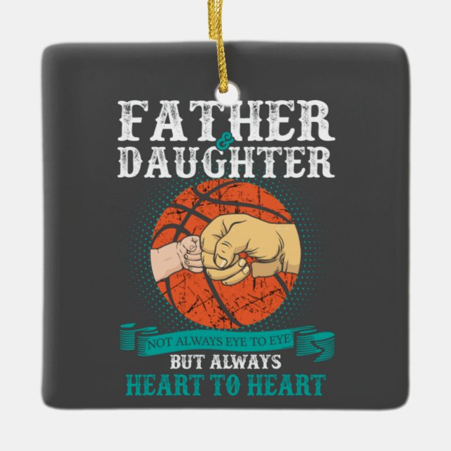 Ornamento De Cerâmica Basketball Father and Girl  (Frente)