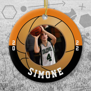 Ornamento De Cerâmica Basketball Orange Black Team Colors