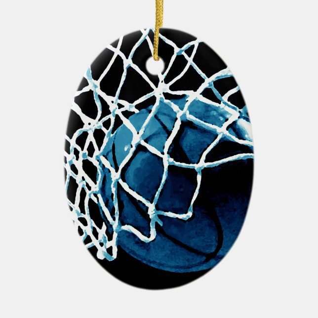 Ornamento De Cerâmica Basquete Azul (Frente)