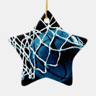 Ornamento De Cerâmica Basquete Azul