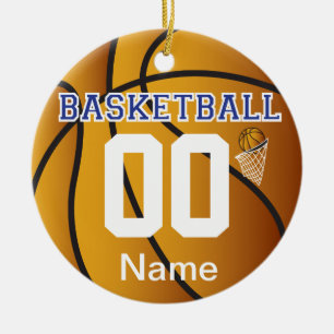 Ornamento De Cerâmica Basquete Azul Escuro DIY Nome e número