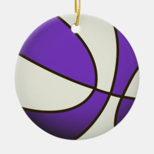 Ornamento De Cerâmica Basquete - Branco/Roxo