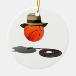 Ornamento De Cerâmica Basquete com Fedora e Whip