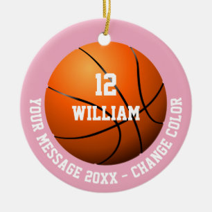Ornamento De Cerâmica Basquete de Nome Personalizado Número Mensagem Ros