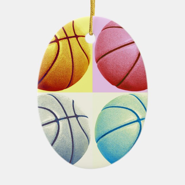 Ornamento De Cerâmica Basquete de pop (Frente)