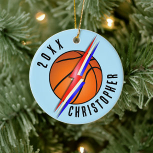 Ornamento De Cerâmica Basquete Raio de Trovão Natal