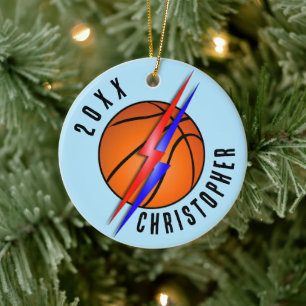 Ornamento De Cerâmica Basquete Raio de Trovão Natal