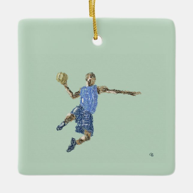 Ornamento De Cerâmica #Basquete #Salto (Frente)