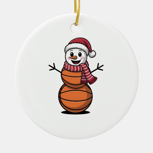 Ornamento De Cerâmica Basquetebol Boneco de Neve Amantes do Esporte de N (Frente)