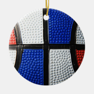 Ornamento De Cerâmica Basquetebol branco e azul vermelho
