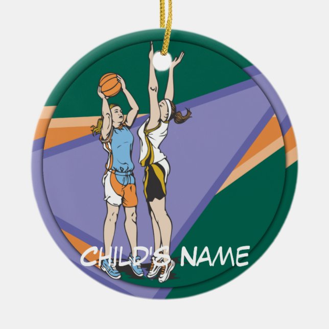Ornamento De Cerâmica Basquetebol das meninas (Frente)