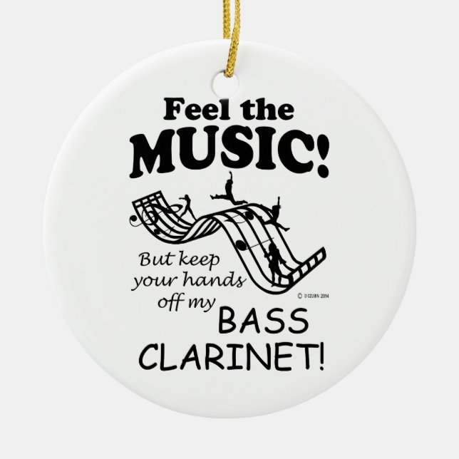 Ornamento De Cerâmica Bass Clarinet Feel The Music (Frente)