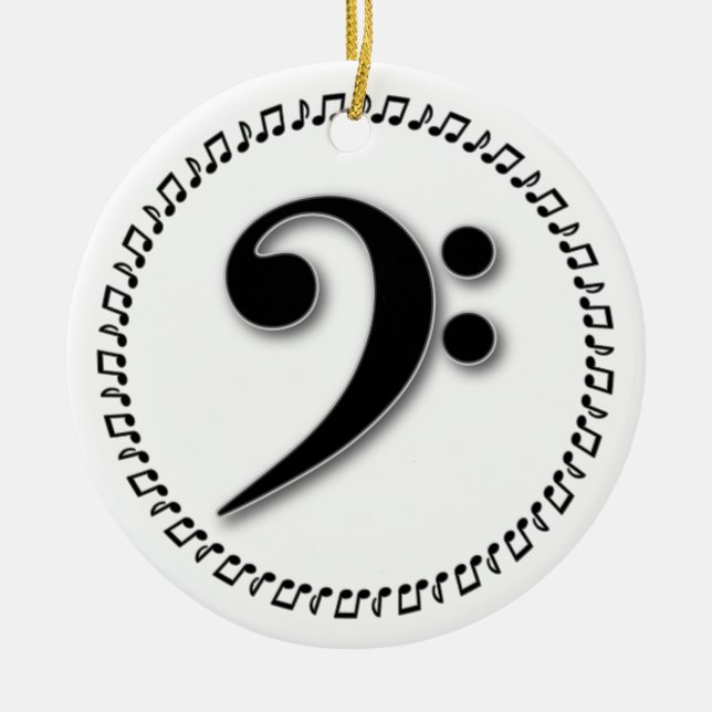 Ornamento De Cerâmica Bass Clef Music Note Design (Frente)