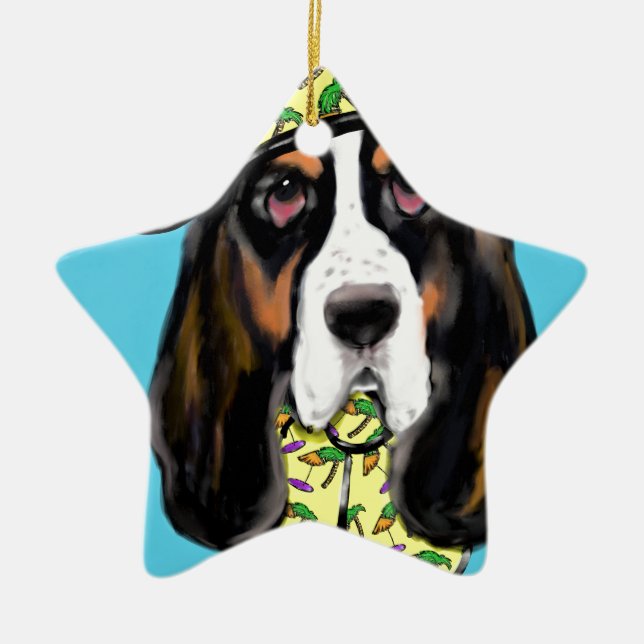 Ornamento De Cerâmica Basset Hound (Frente)