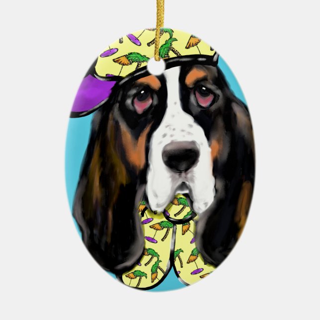 Ornamento De Cerâmica Basset Hound (Frente)