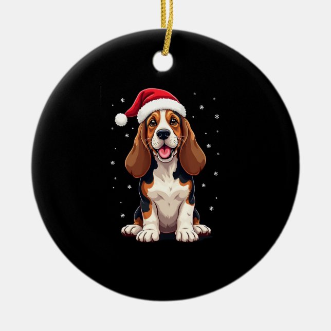 Ornamento De Cerâmica Basset Hound Christmas Tank Top (Frente)