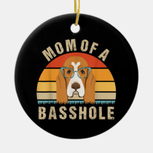 Ornamento De Cerâmica Basset Hound Feminino Apresenta Mãe Engraçada De U