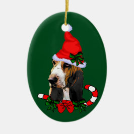 Ornamento De Cerâmica Basset Hound Natal