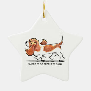 Ornamento De Cerâmica Basset Hound ocupado