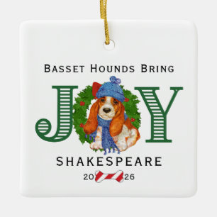 Ornamento De Cerâmica Basset Hounds Trazem Alegria