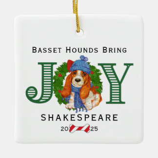 Ornamento De Cerâmica Bassett Hounds Traga Joy