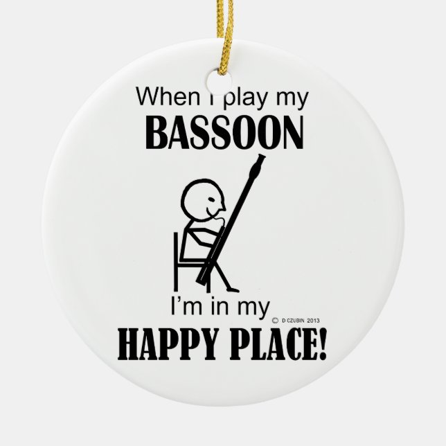 Ornamento De Cerâmica Bassoon Happy Place (Frente)