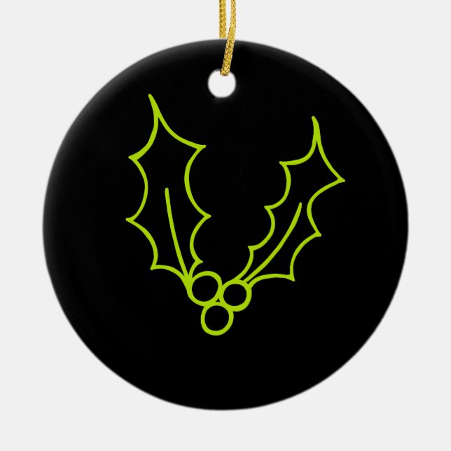 Ornamento De Cerâmica Basta Coleção de Natal - Holly (Frente)