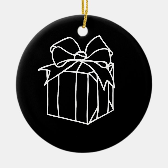 Ornamento De Cerâmica Basta Coleção de Natal - Presente (Frente)
