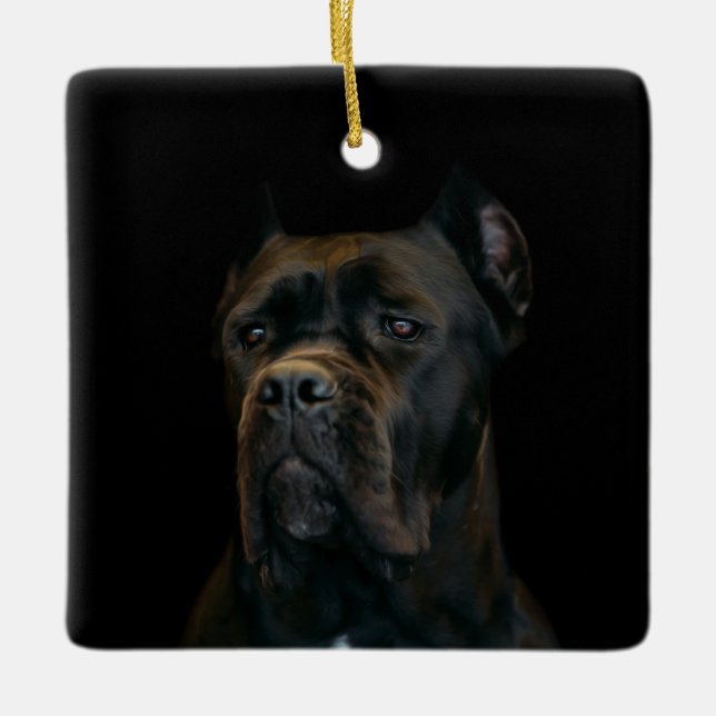 Ornamento De Cerâmica Bastão Corso - Mastiff italiano (Frente)