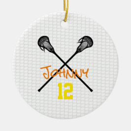 Ornamento De Cerâmica Bastões de Lacrosse Nome Número Esportes meninos