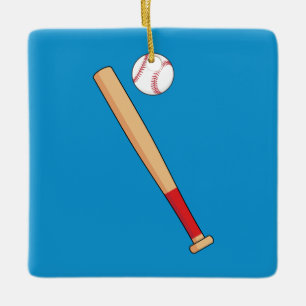 Ornamento De Cerâmica Bat Baseball com Ball