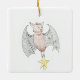 Ornamento De Cerâmica Bat Bonito Com Estrela De Natal
