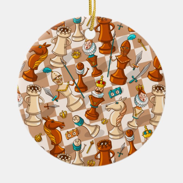Ornamento De Cerâmica batalha de xadrez (Frente)