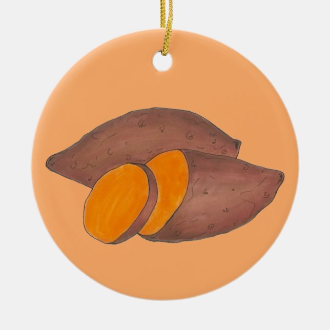 Ornamento De Cerâmica Batata Laranja Yam Soul Comida Doces Batatas (Frente)