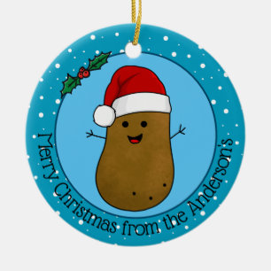 Ornamento De Cerâmica Batata Personalizada Feliz Natal