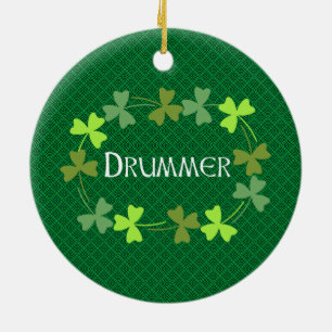 Ornamento De Cerâmica Baterista Shamrock Oval