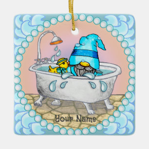 Ornamento De Cerâmica Bath Time Gnomo