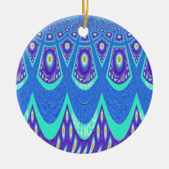 Ornamento De Cerâmica Batik azul (Frente)