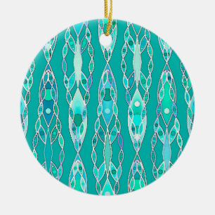 Ornamento De Cerâmica Batik tribal - turquesa e água-marinha