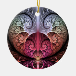 Ornamento De Cerâmica Batimento cardíaco, arte fractal surreal abstrata