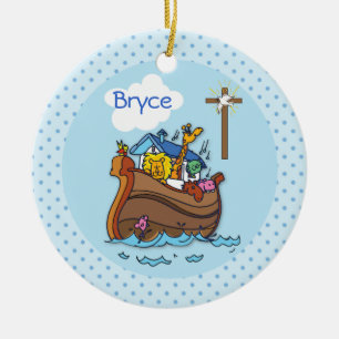 Ornamento De Cerâmica Batismo de Bebê de Arca de Noah Personalizável,