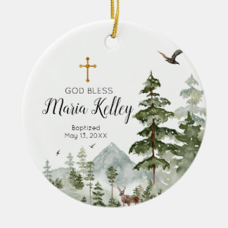 Ornamento De Cerâmica Batismo Personalizado Da Árvore De Inverno