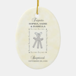 Ornamento De Cerâmica Batismo triplicado em 3 cruzamentos amarelas perso