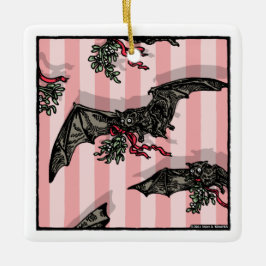 Ornamento De Cerâmica Bats com Mistletoe - Feriado de Gótico Pop