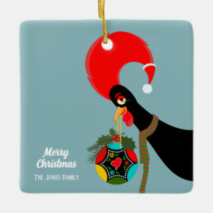 Ornamento De Cerâmica Bauble de Natal Sagrado do Galo Português
