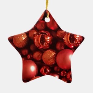 Ornamento De Cerâmica Baubles do vermelho da decoração do Natal